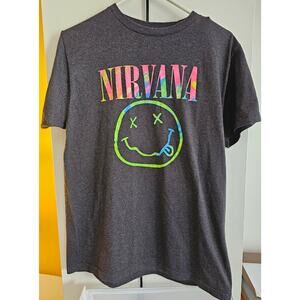 Nirvana Multicolor/Green/Blue "Smile" - Men's Gray T-Shirt - XL